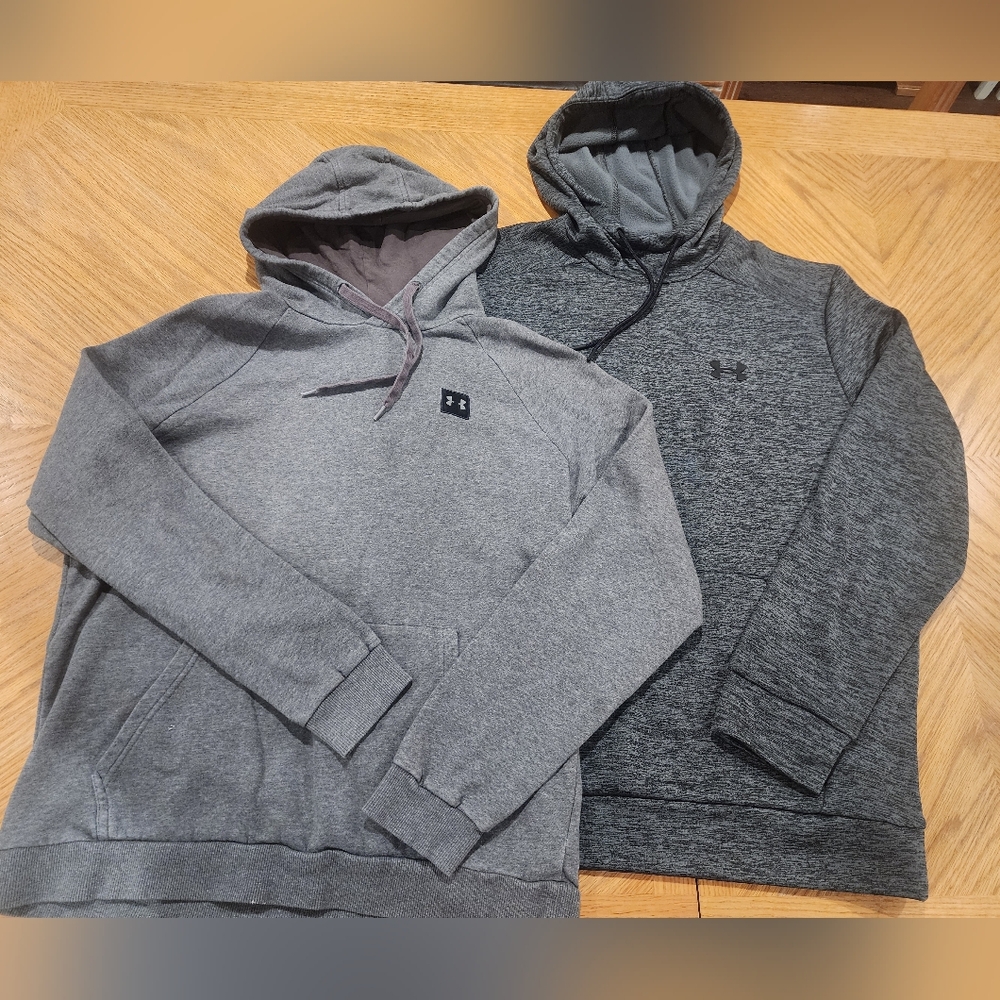 Under Armour Hoodie Pullover 2 Sweatshirt Bundle Gray, Mens L